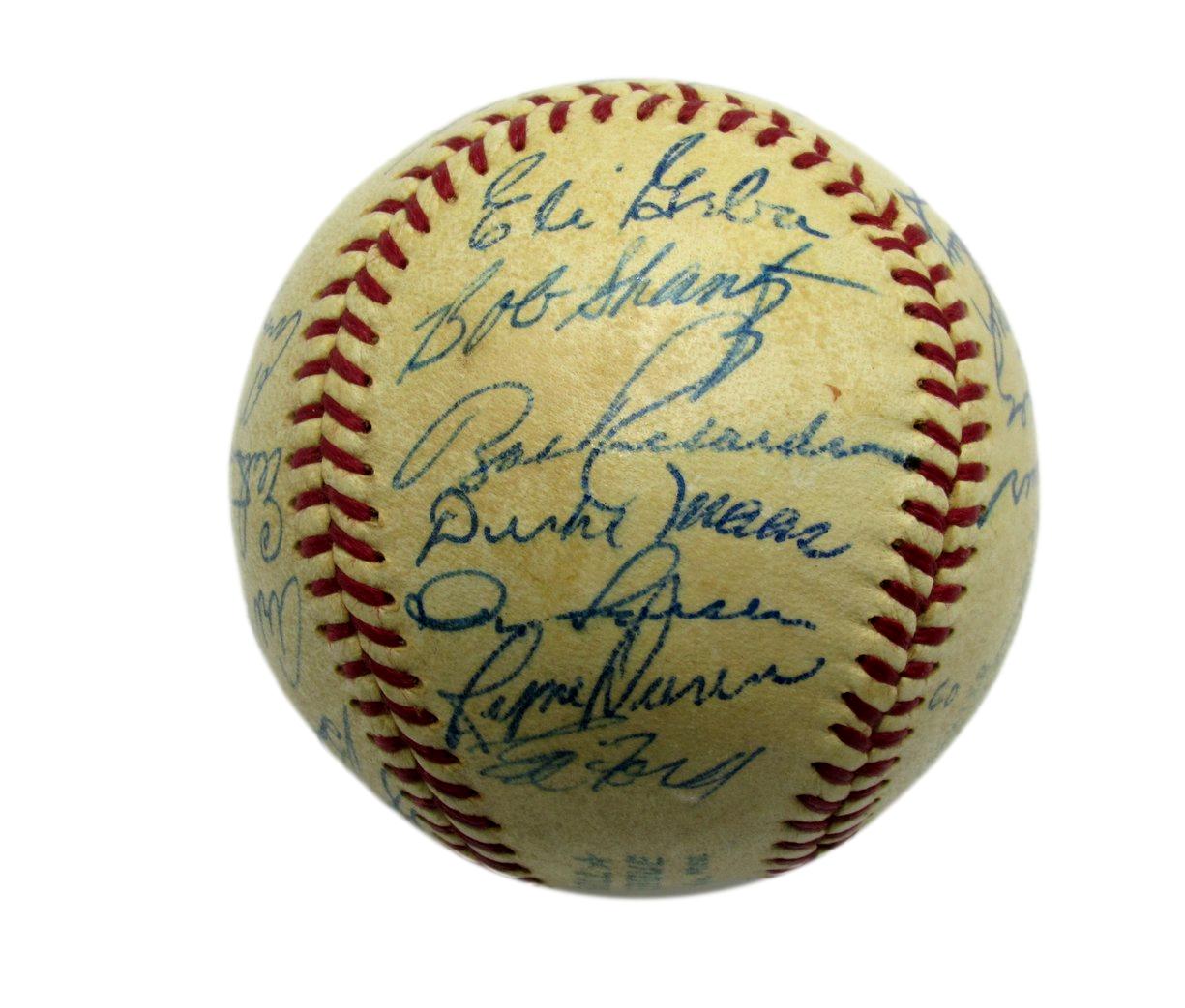 1959 Yankees OAL Team Signed Baseball (24) HOFers Berra /Ford/ Slaughter JSA