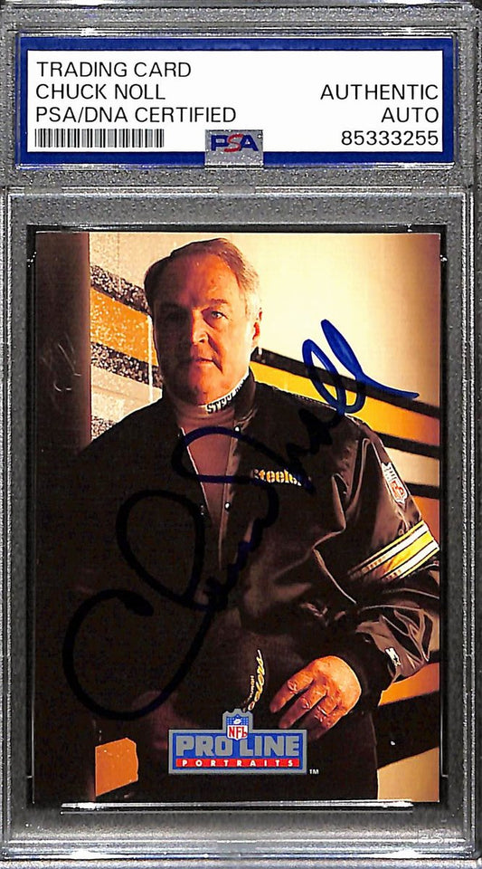 Chuck Noll HOF Signed/Auto 1993 Pro Line Portraits Card #193 Steelers PSA 187997