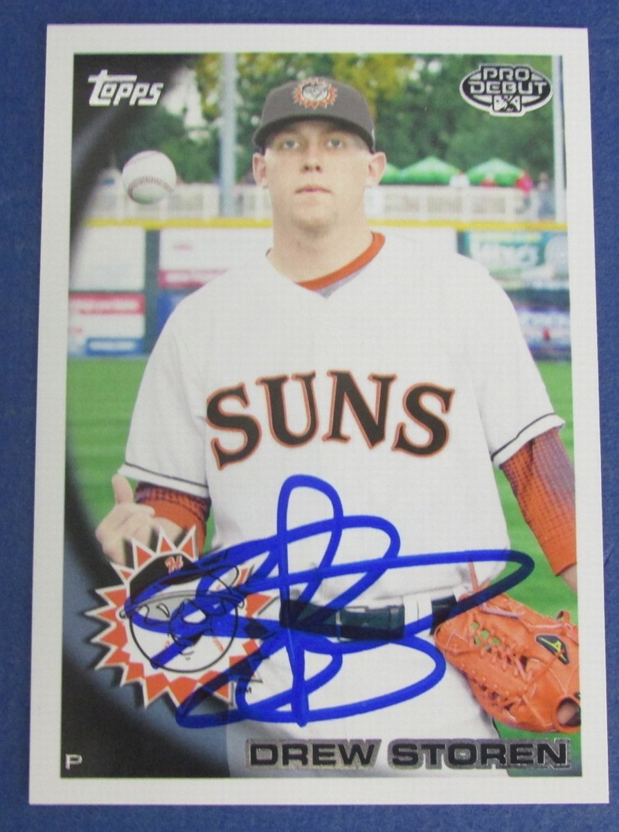 Drew Storen Nationals Autographed/Signed 2010 Topps Pro Debut Baseball Card #164