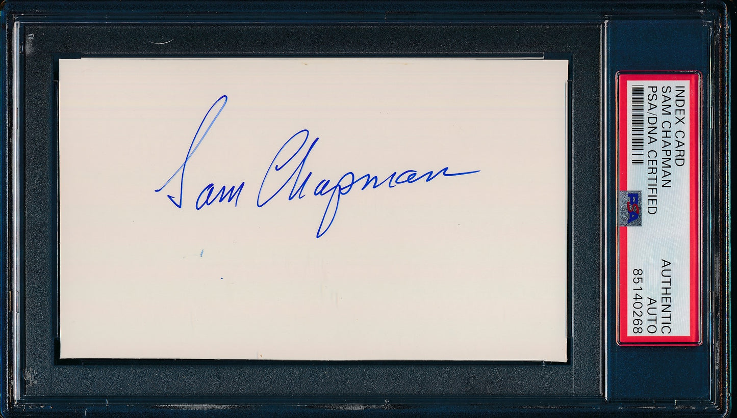 Sam Chapman HOF Signed 3x5 Index Card Philadelphia Athletics PSA/DNA 186350