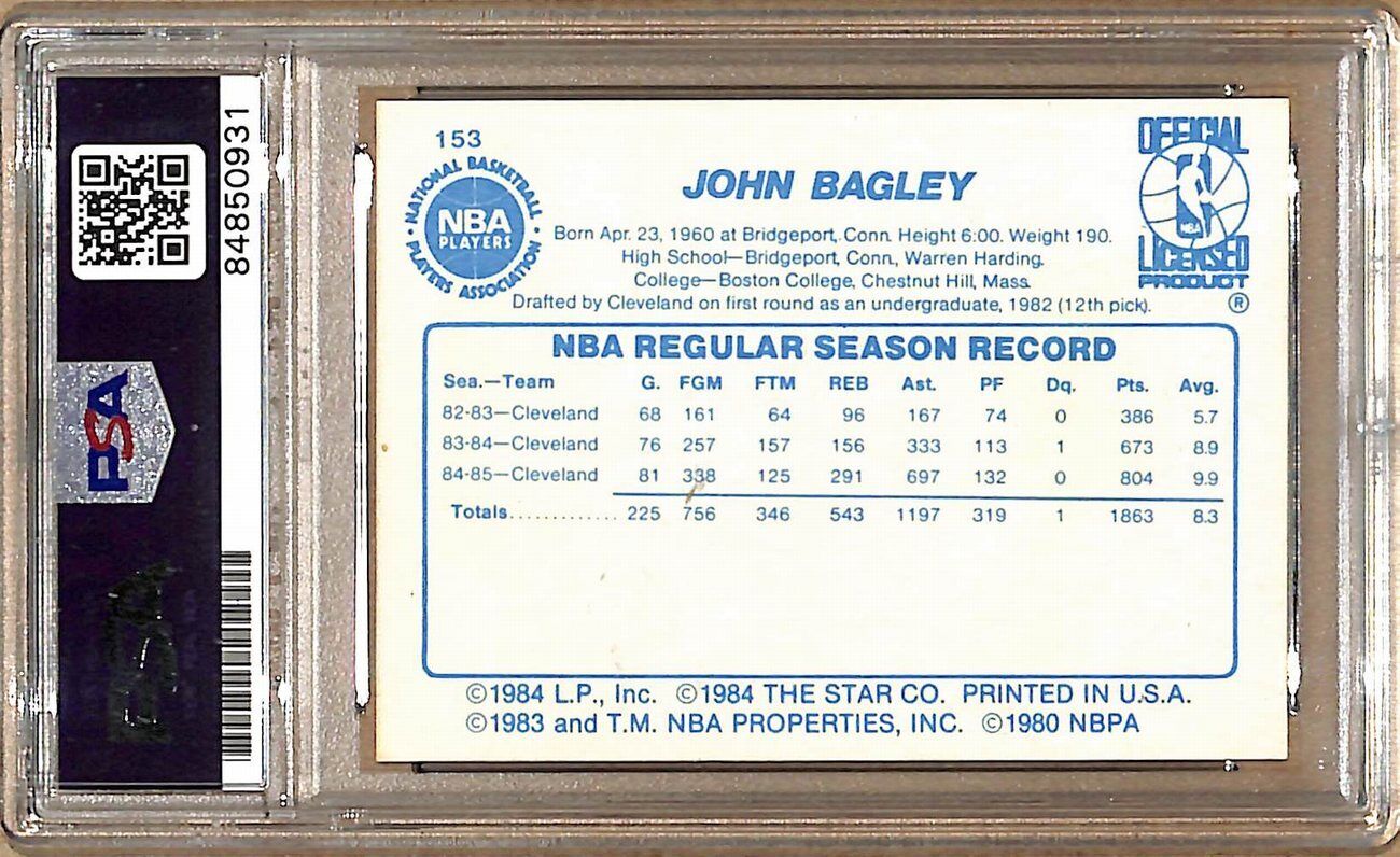 1985-86 Star Company #153 John Bagley Cavaliers Signed/Auto Card PSA/DNA 178893