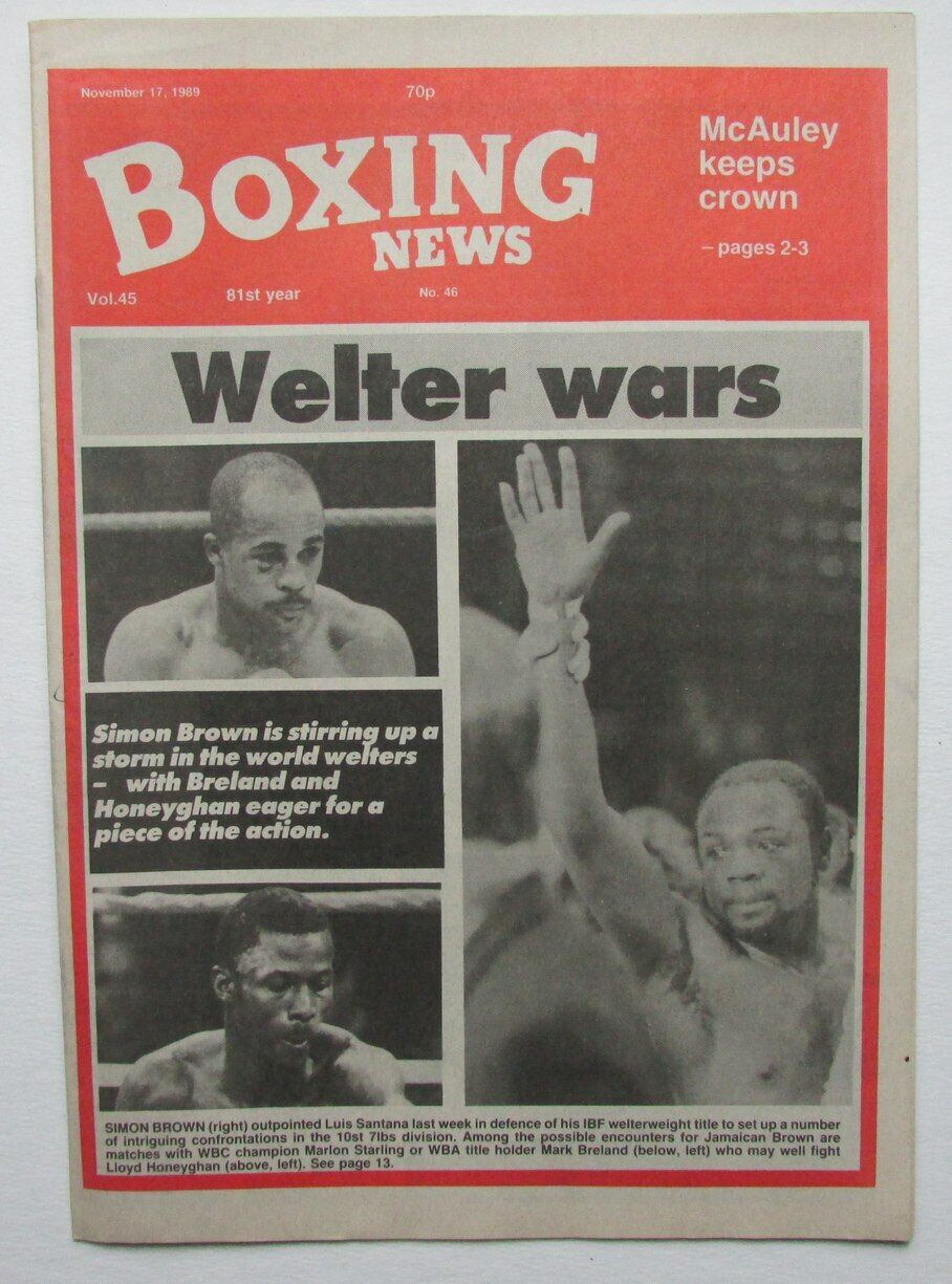 November 17, 1989 Boxing News Magazine Simon Brown