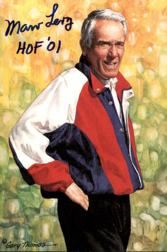 Marv Levy HOF Autographed/Inscribed Goal Line Art GLAC Postcard Bills JSA