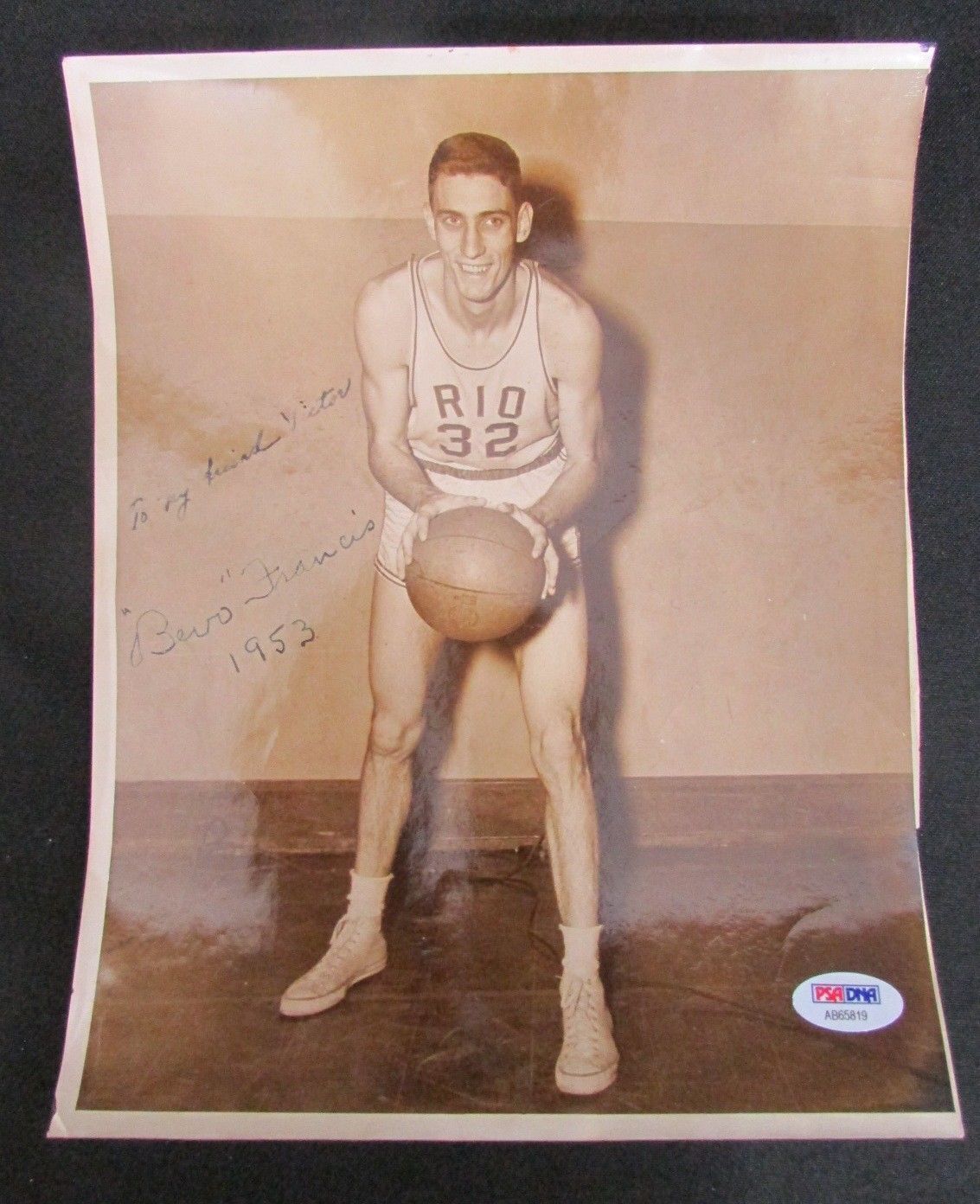 Bevo Francis Rio Grande College Signed 8x10 Photo 113 Points PSA/DNA 134155