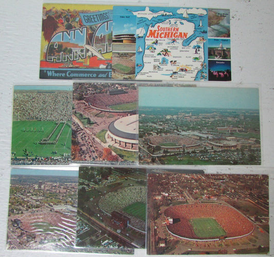 Lot of 8 Michigan Univ. Michigan Stadium 70's-80's Postcards 147094