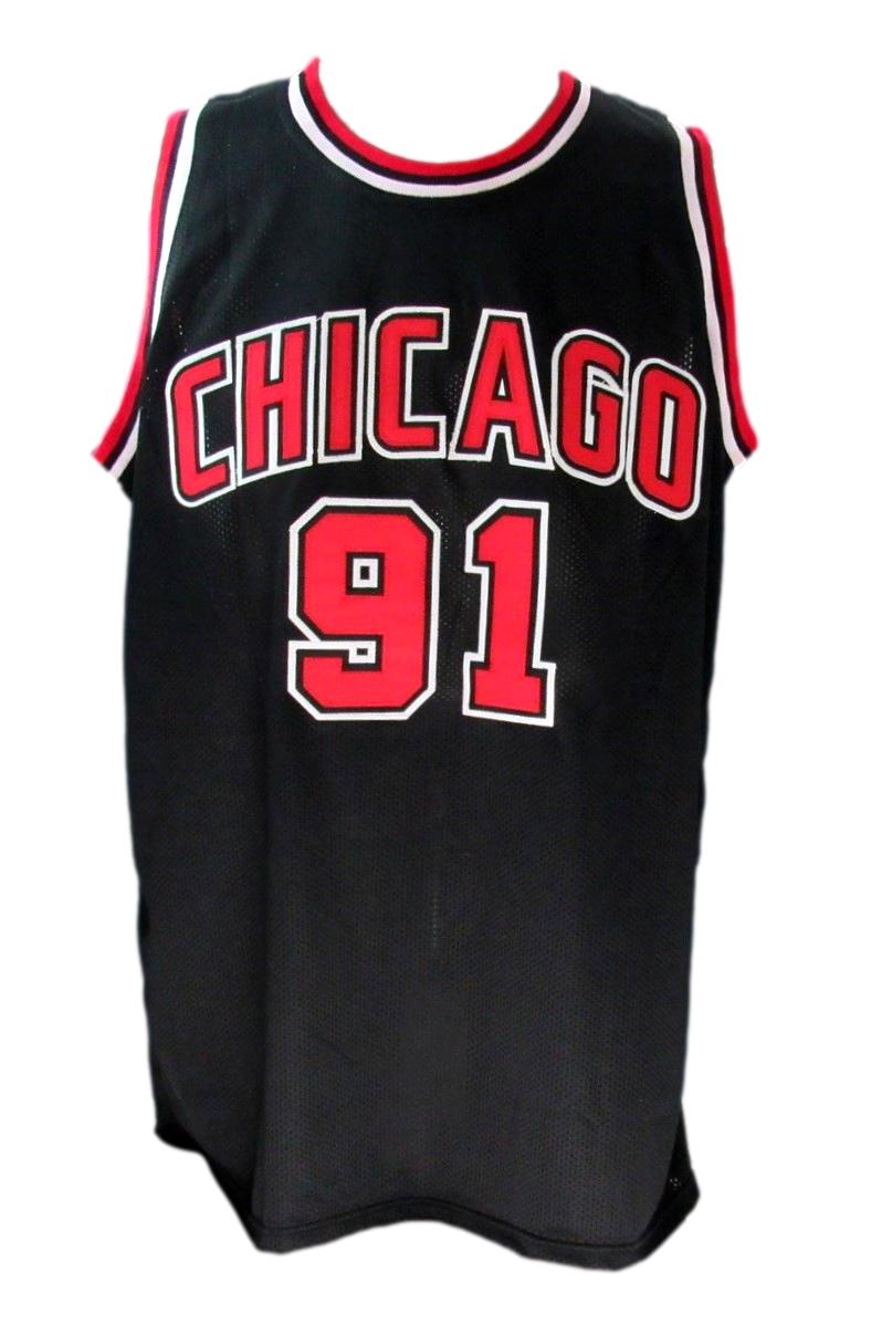 Dennis Rodman HOF Signed Black Custom Basketball Jersey Bulls Beckett 186581