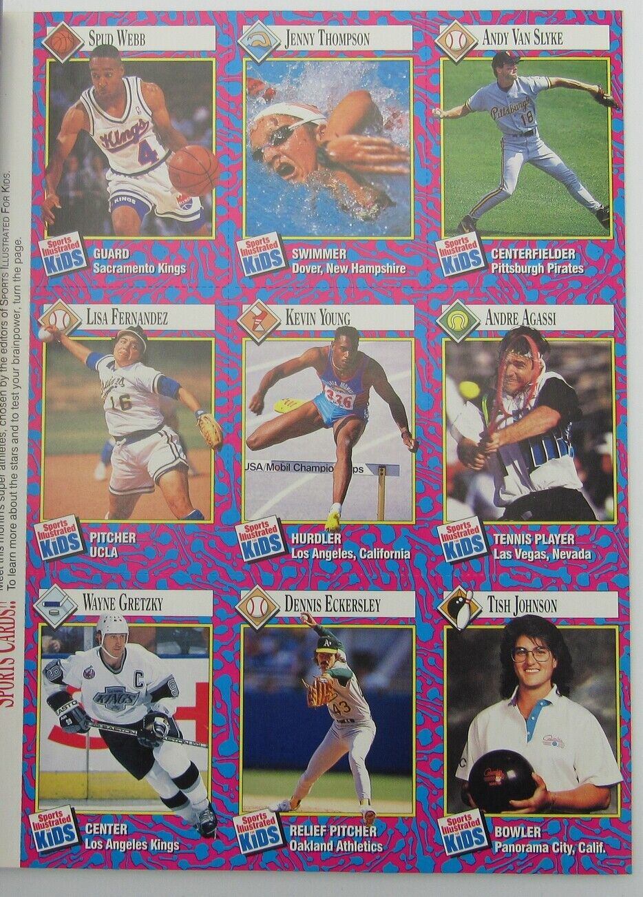 1993 Sports Illustrated for Kids Magazine w/ Agassi/Gretzki Uncut Sheet 159379