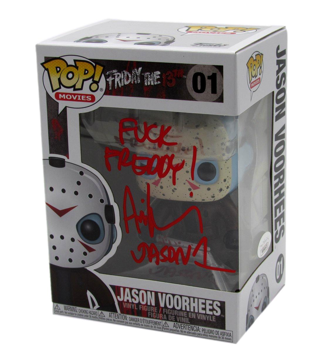 Ari Lehman Signed/Insc Funko Pop! #01 "Friday the 13th" Signed in Red JSA 190708