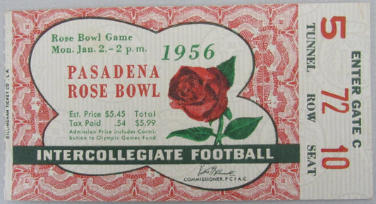 January 2, 1956 Pasadena Rose Bowl Ticket Stub Michigan State vs. UCLA 192968