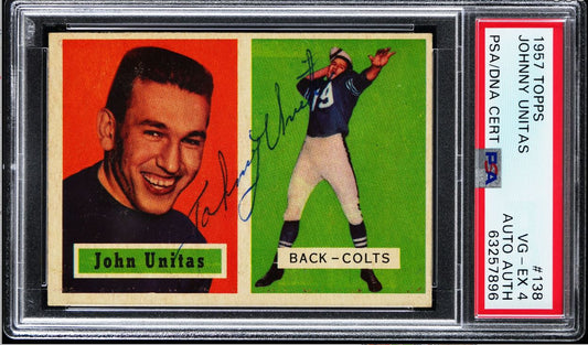 1957 Topps #138 Johnny Unitas Rookie card signed/autographed PSA/DNA 184851