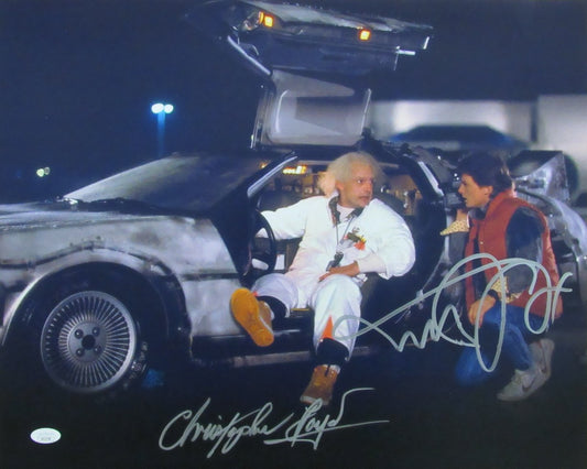 Michael J Fox/Christopher Lloyd Sign/Auto 16x20 Photo Back to Future JSA 173699