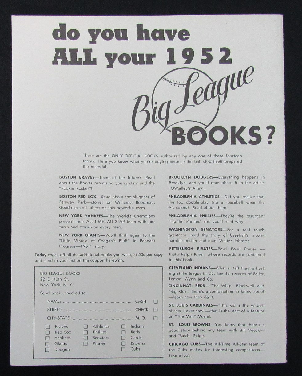 1952 Boston Braves Baseball Yearbook 186198