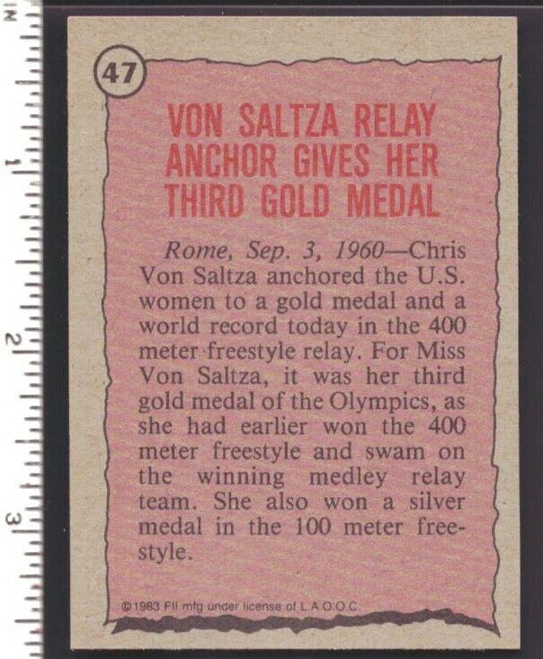 Chris von Saltza Signed 1983 Topps Greatest Olympians Trading Card #47 151879