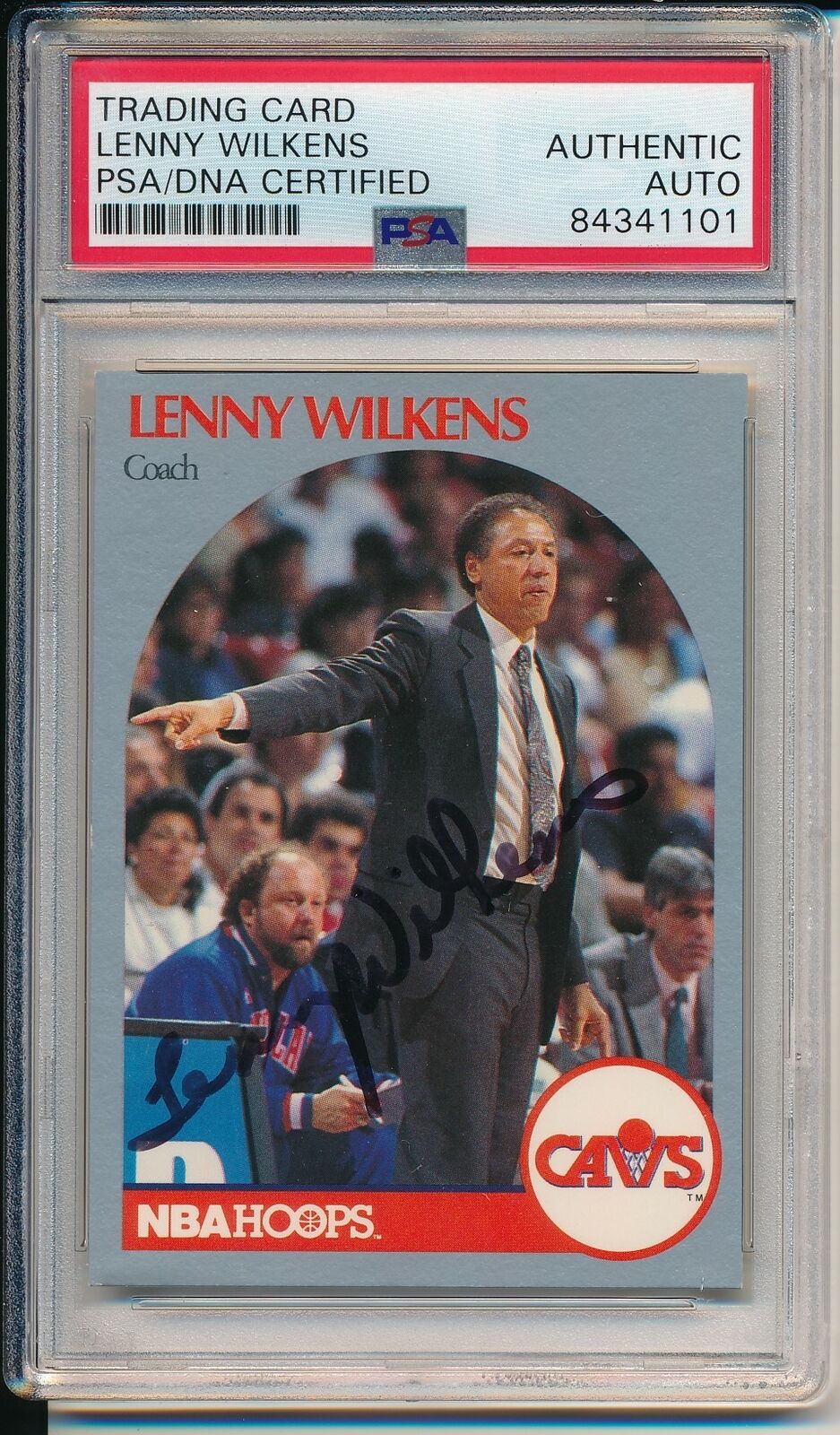 Lenny Wilkens HOF Cavaliers Signed 1990 Hoops Card #309 PSA/DNA 163501