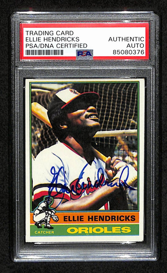 Ellie Hendricks Signed 1976 Topps Card #371 Baltimore Orioles PSA/DNA 184435