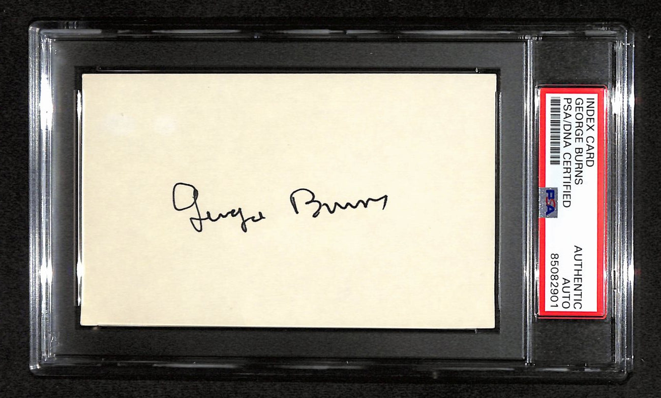 George Burns Signed 3x5 Index Card Comedian, Actor, Writer PSA/DNA 184350