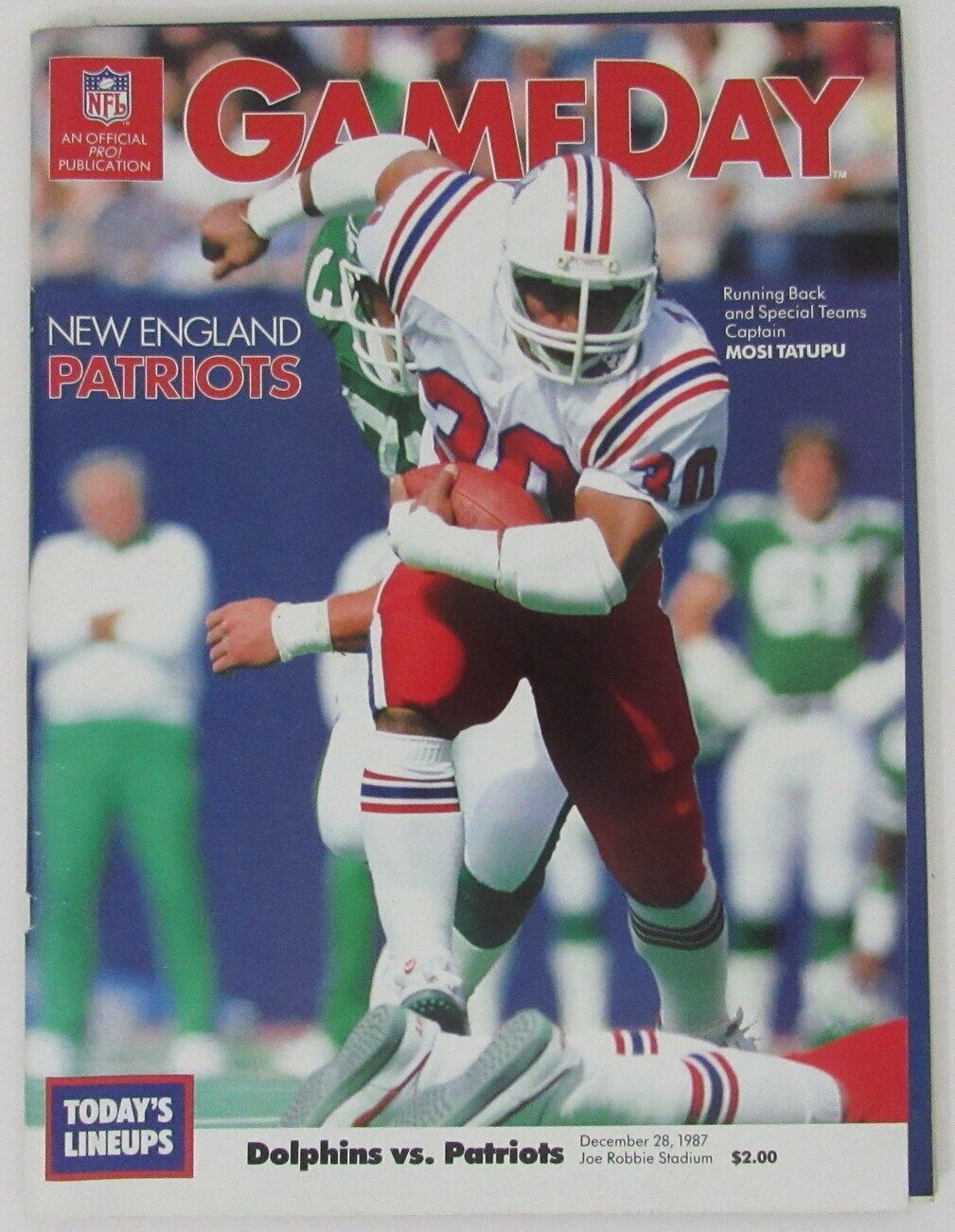 December 28, 1987 Miami Dolphins vs. New England Patriots NFL GameDay Program