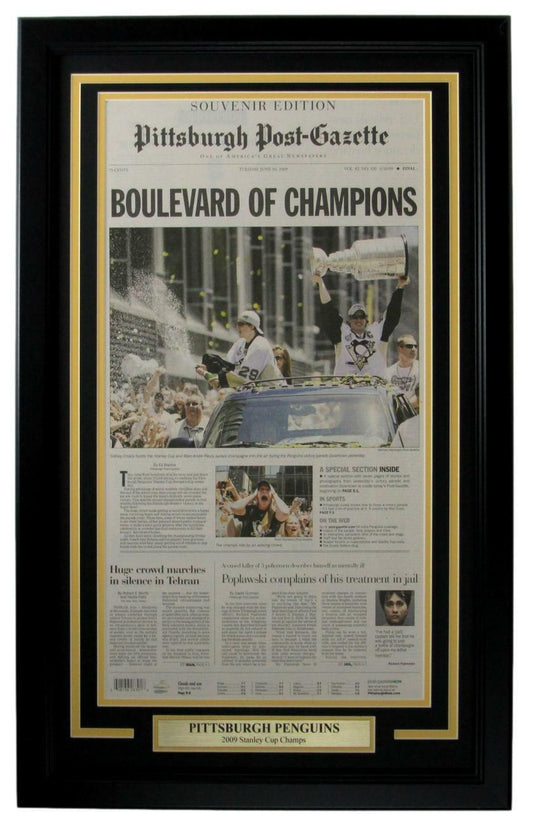 Penguins 2009 Stanley Cup Champs Post Gazette Newspaper Framed 157870