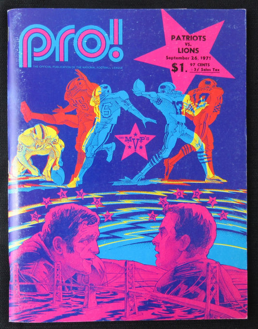 New England Patriots 1971 Pro! Magazine 9/26 vs. Lions Game Program 181376