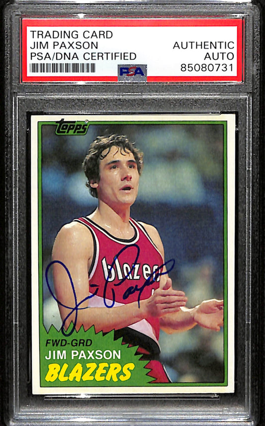 Jim Paxson Signed 1981 Topps Card #87 Portland Trail Blazers PSA/DNA 185757