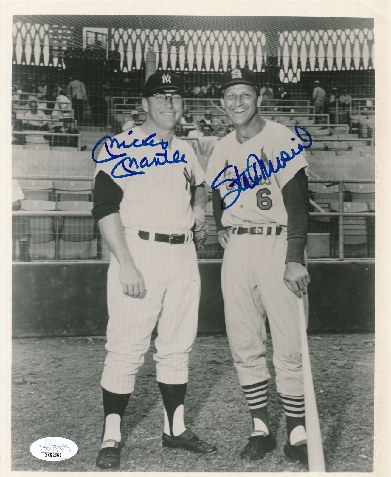 Mickey Mantle/Stan Musial Dual-Autographed 8x10 B/W Photo JSA 175604