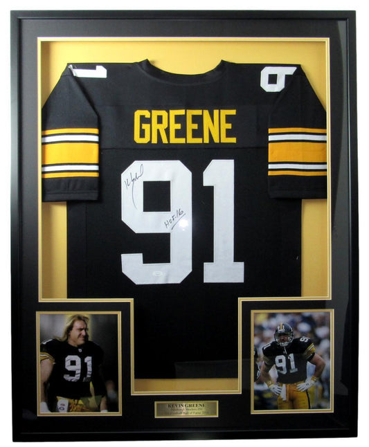 Kevin Greene HOF Steelers Signed/Autographed Jersey w/ Photos Framed JSA 157656