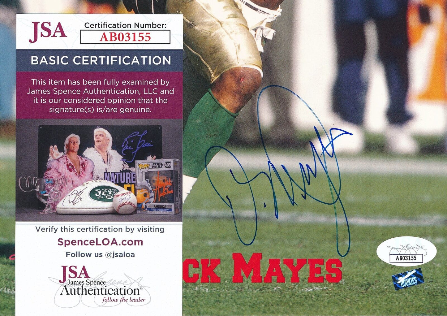 Derrick Mayes Notre Dame Signed/Autographed 8x10 Photo JSA 166925