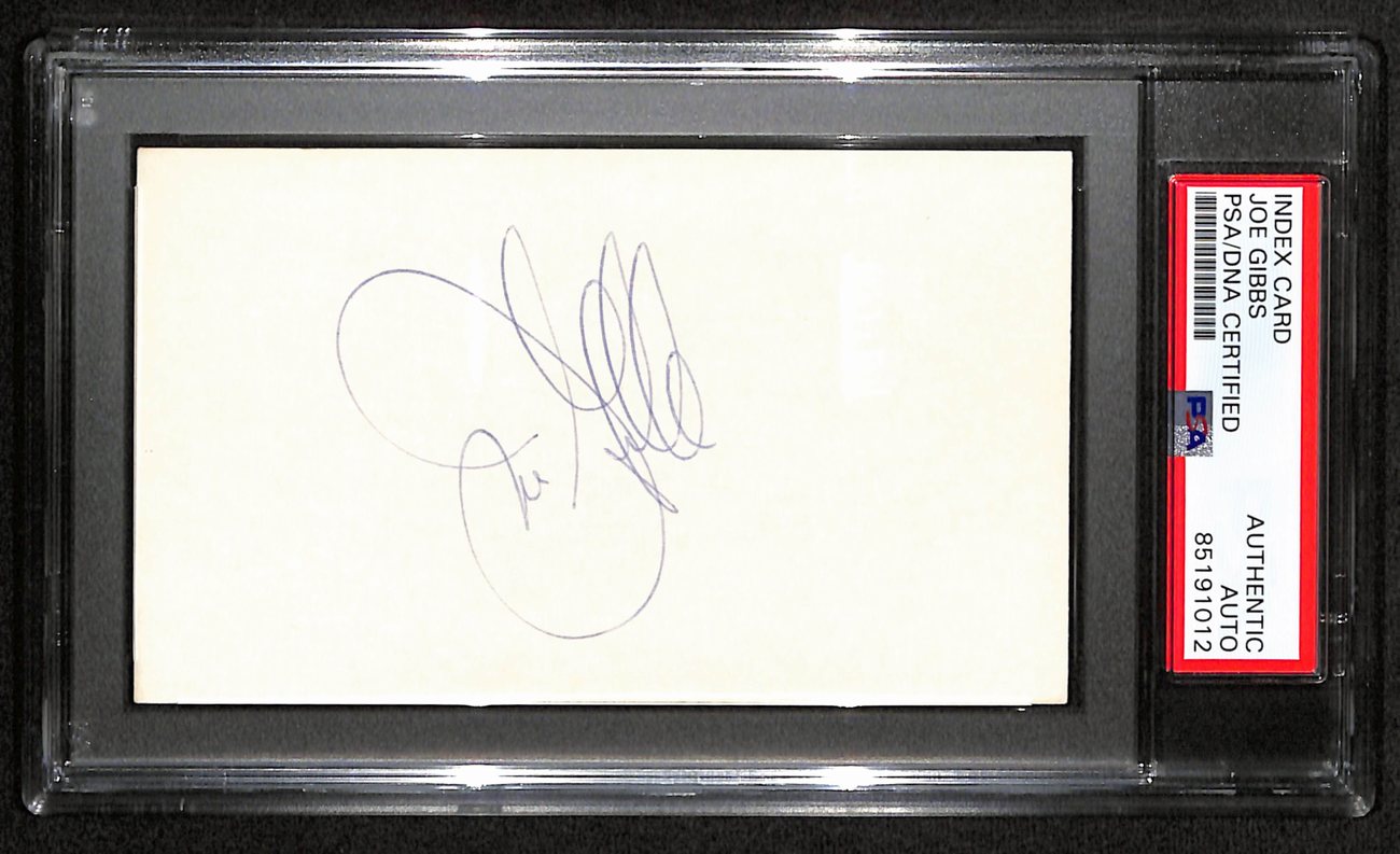 Joe Gibbs HOF Signed/Auto 3x5 Index Card Washington Redskins PSA/DNA 187464