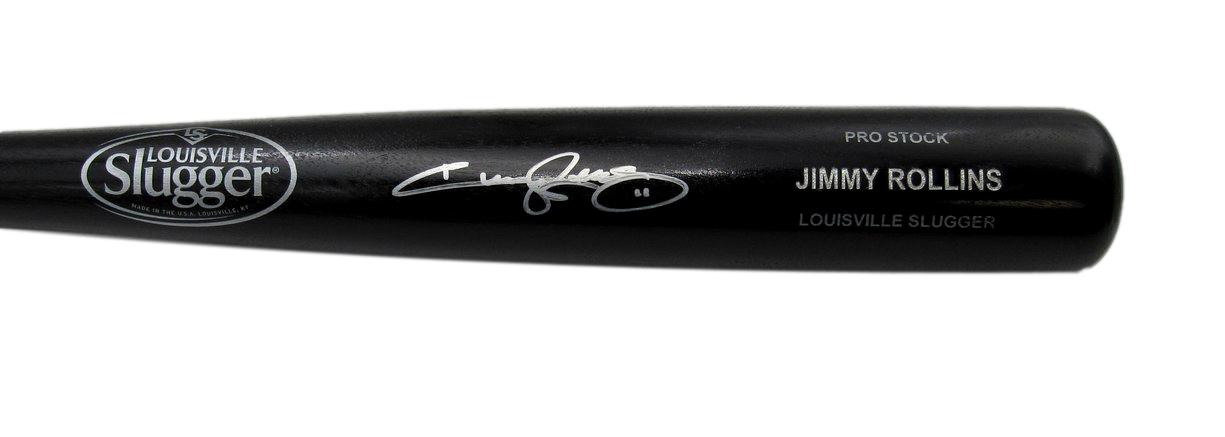 Jimmy Rollins Autographed Louisville Slugger Black Bat Phillies PSA 193001