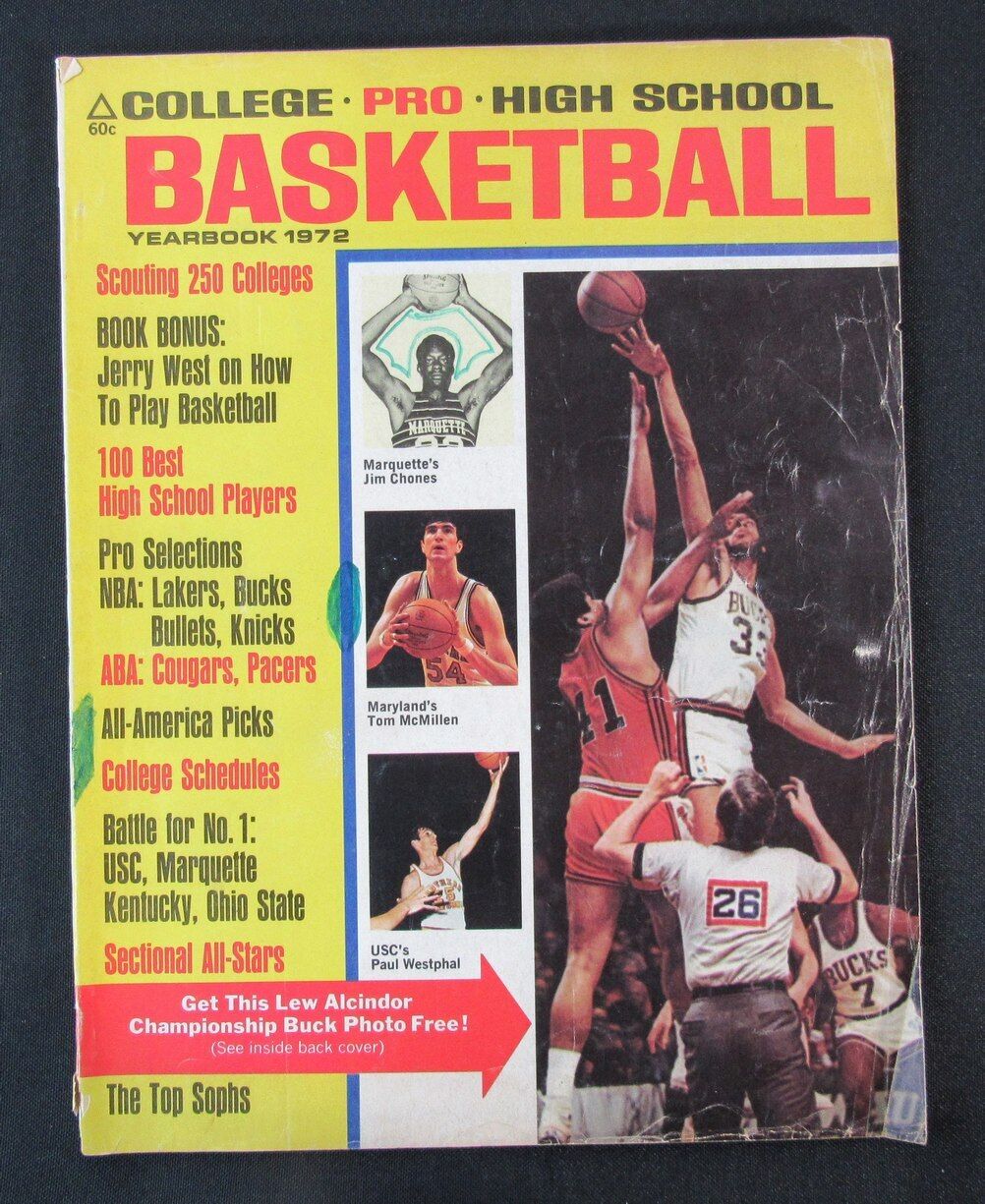 1972 Basketball Yearbook Magazine Lew Alcindor