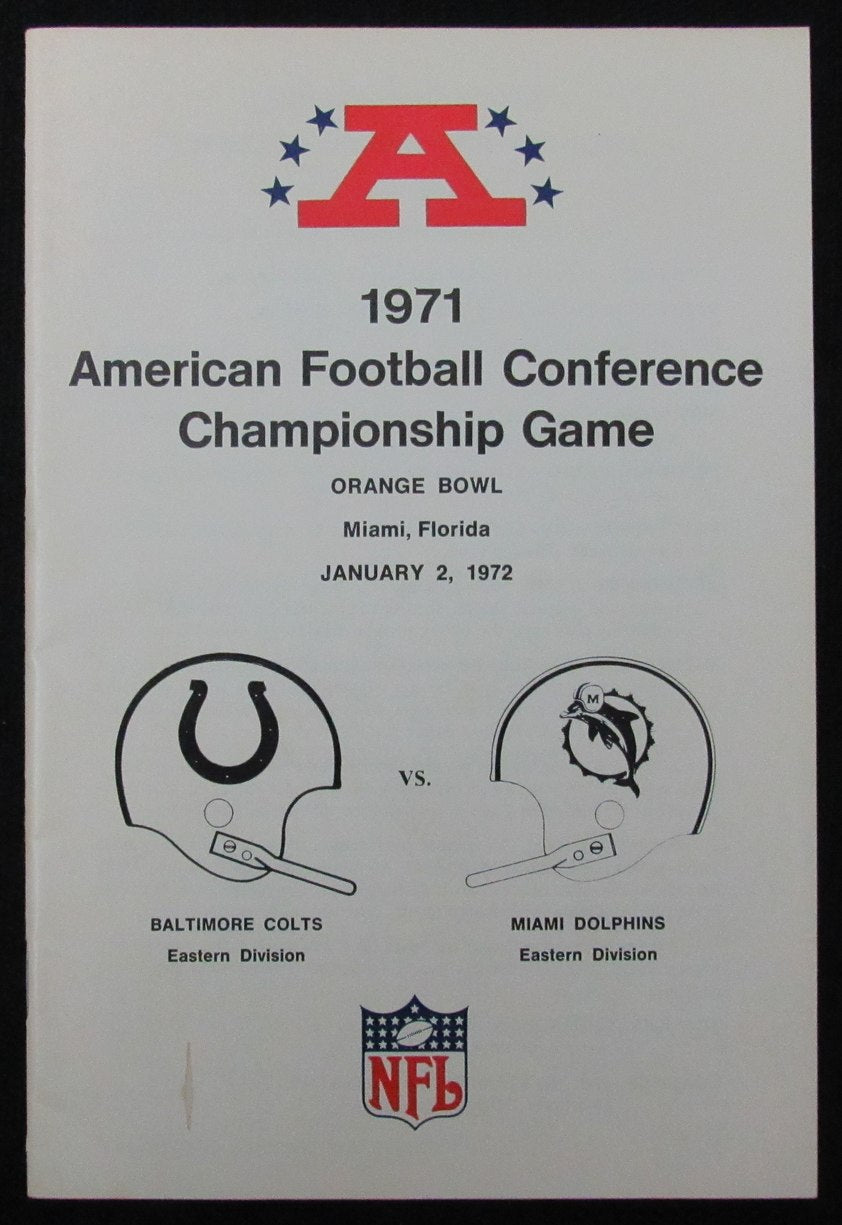 1971 NFL AFC Championship Game Media/Press Guide Colts vs. Dolphins 188818