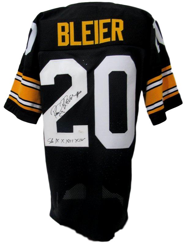 Rocky Bleier Steelers Autographed/Signed XL Black Jersey Inscribed JSA 141690