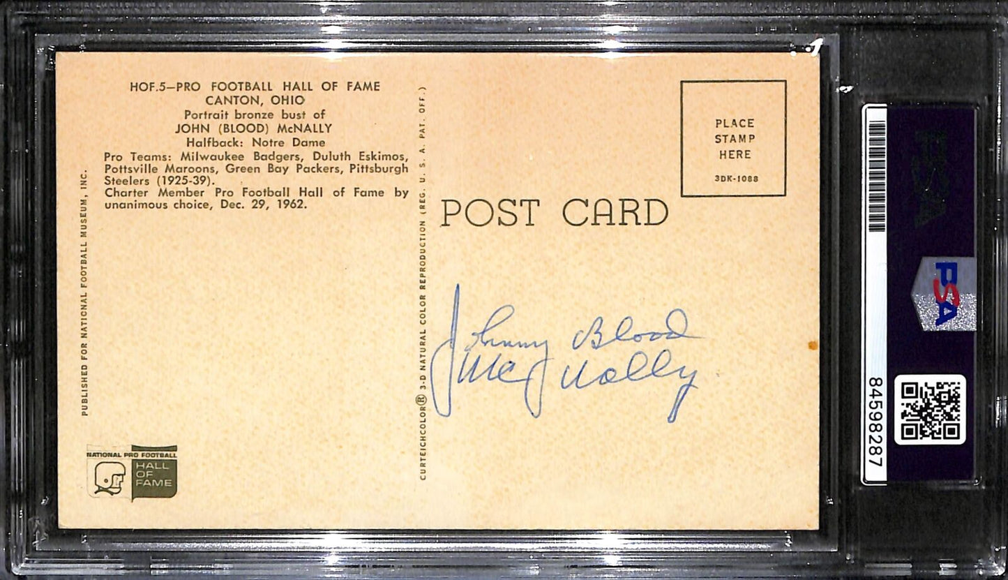 Johnny Blood McNally HOF Autographed Postcard Packers PSA/DNA NM 7 180969