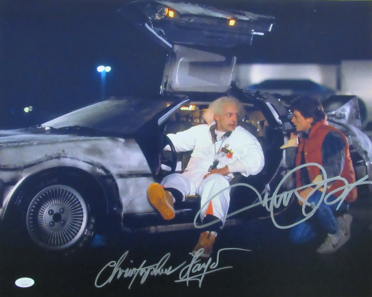 Michael J Fox/Christopher Lloyd Sign/Auto 16x20 Photo Back to Future JSA 174001