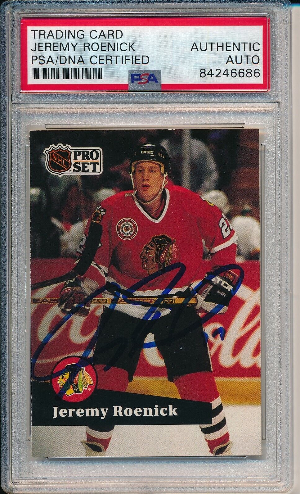 Jeremy Roenick Chicago Blackhawks Signed 1991-92 Pro Set Card #40 PSA/DNA 154998