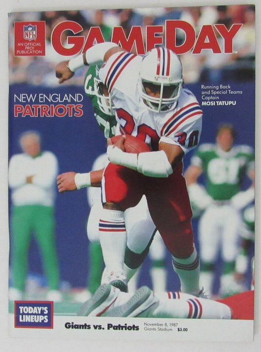 November 8, 1987 New York Giants vs. New England Patriots NFL GameDay Program