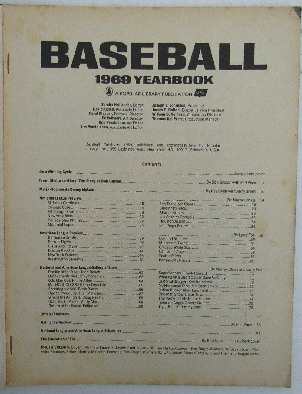 1969 Baseball Yearbook w/ Denny McClain/Mickey Lolich/Bob Gibson on Cover 164511