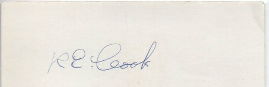 Roger Edward Cook d.1975 St. Louis Browns Signed 3x5 Index Card 145606