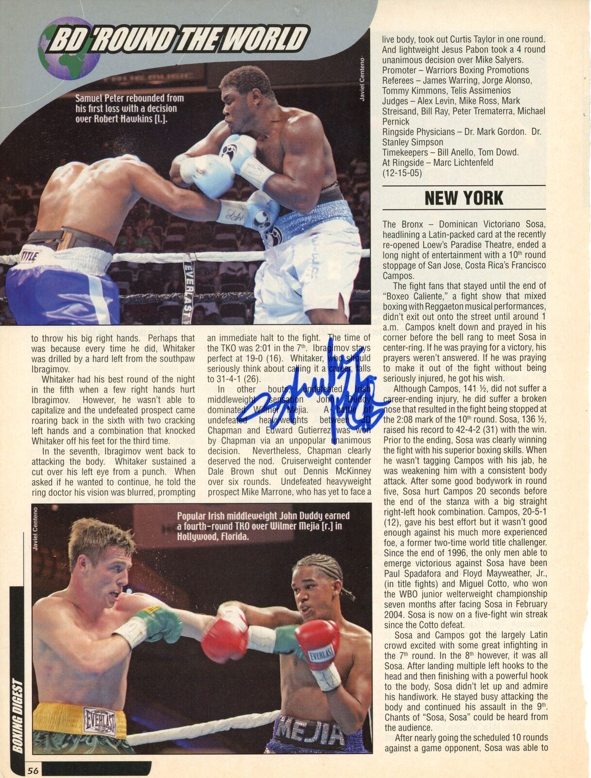 Samuel Peter Autographed Magazine Photo Boxing Champ 177626