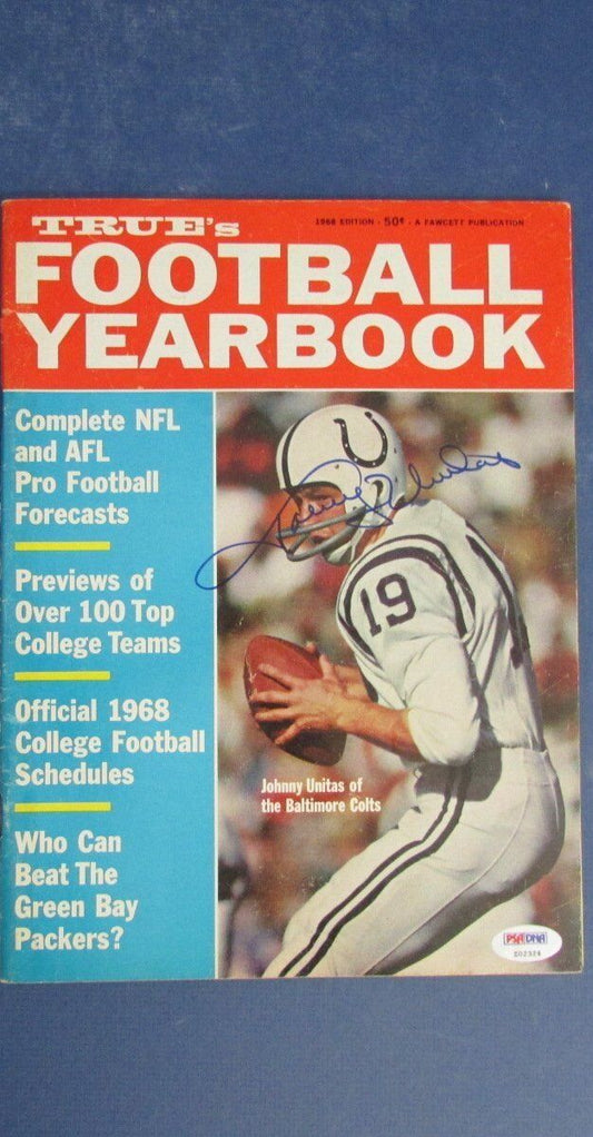 Johnny Unitas Colts Signed True's Football Yearbook PSA/DNA Letter Z02324