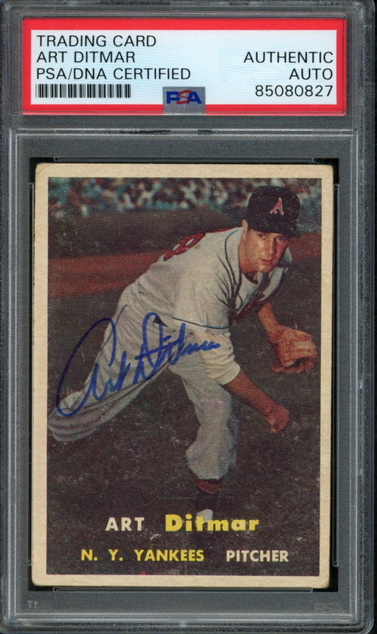 Art Ditmar Signed 1957 Topps Card #132 New York Yankees PSA/DNA 184170