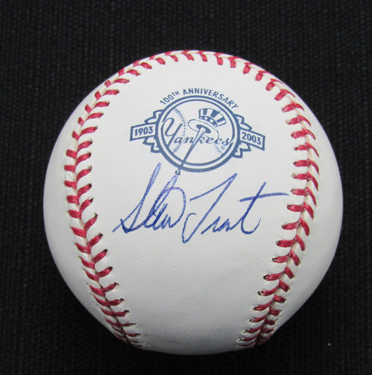 Steve Trout Signed/Auto Yankees 100th OML Baseball JSA  186839