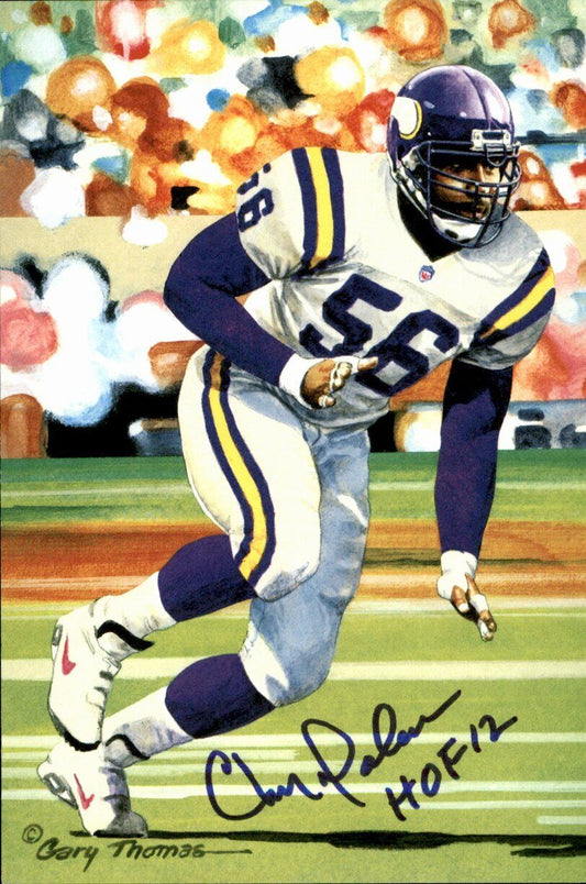 Chris Doleman HOF Vikings Signed/Inscr Goal Line Art GLAC Postcard JSA 167103