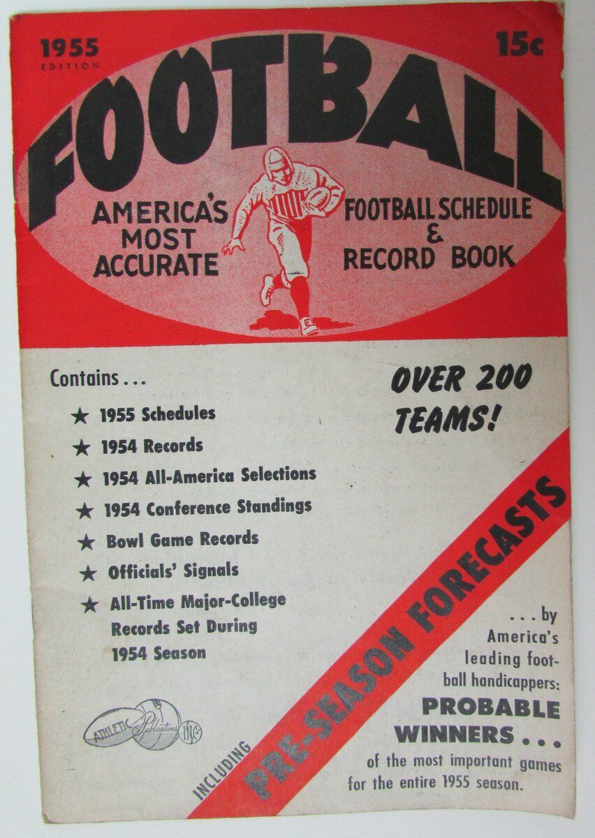 1955 America's Most Accurate Football Schedule and Record Book Rare 149687