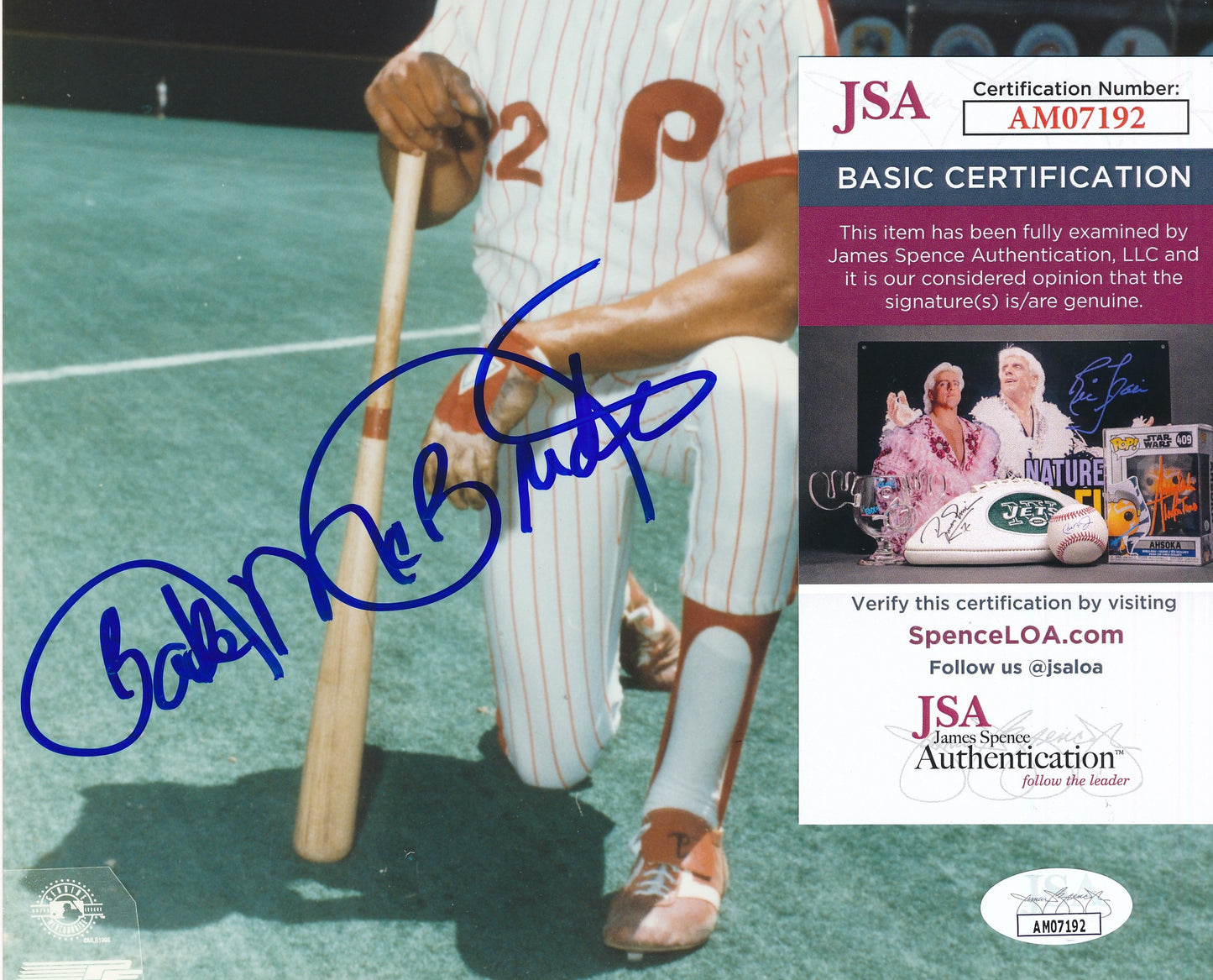 Bake McBride Autographed 8x10 Photo 1980 Philadelphia Phillies JSA 181909