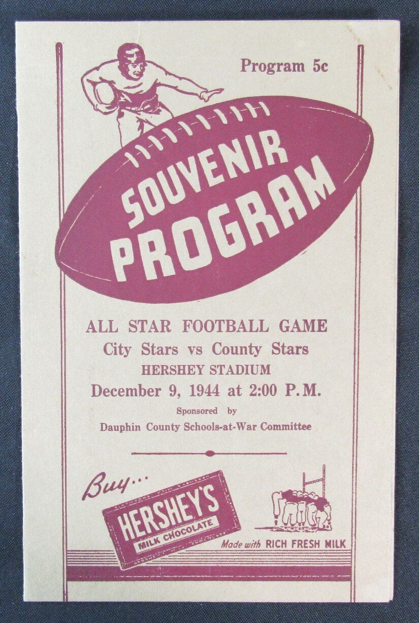 1944 All Star City Stars v County Stars Hershey High School FB Game Program