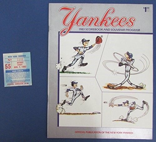 1983 New York Yankees Vs Tigers Official Program Scorecard w/Ticket Stub 125600