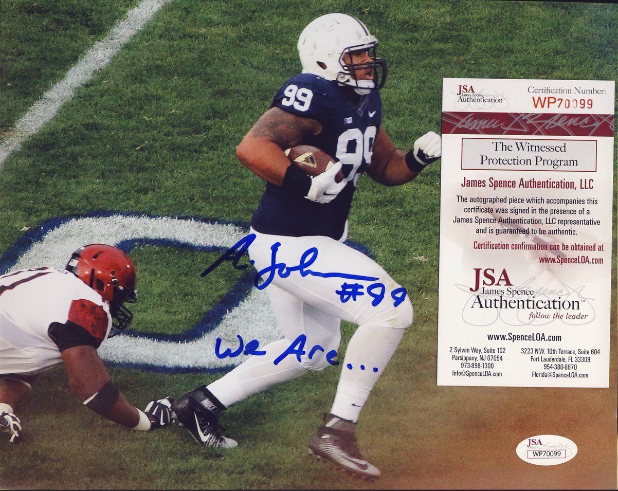 Austin Johnson PSU Nittany Lions Signed "We Are" 8x10 Color Photo JSA 136830