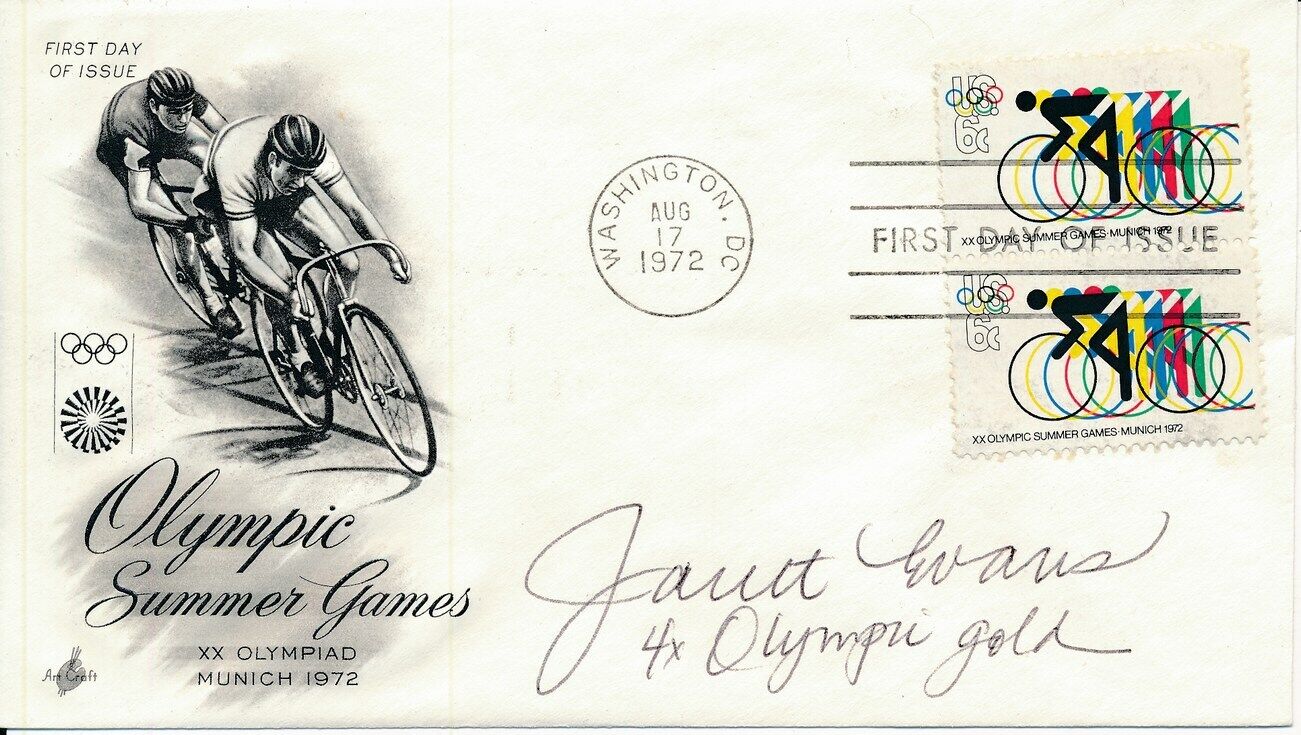 Janet Evans Olympic Swimming Signed 1979 First Day Cover/FDC 151279