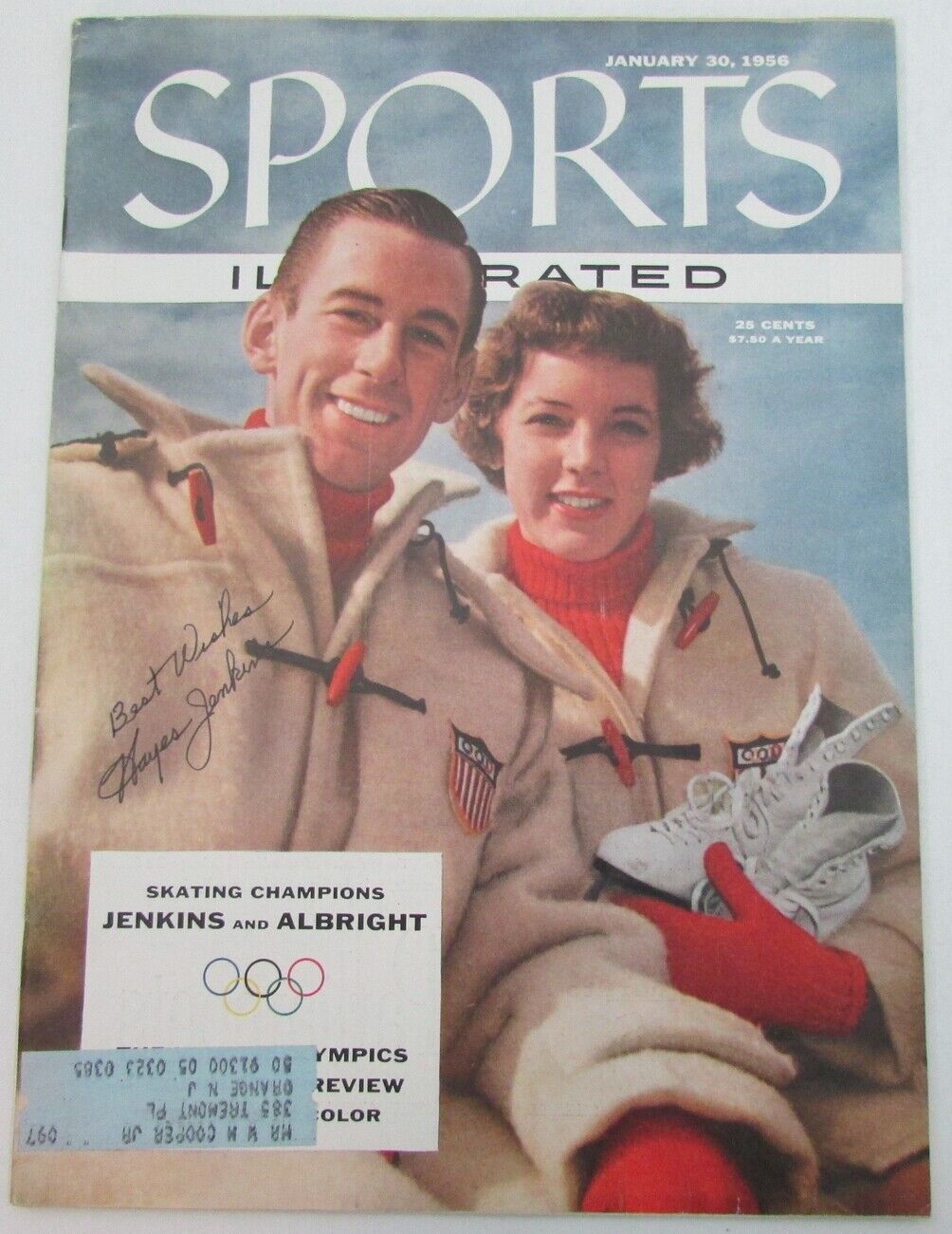 Hayes Jenkins Signed Sports Illustrated 1/30/56 Skating Olympian 156575